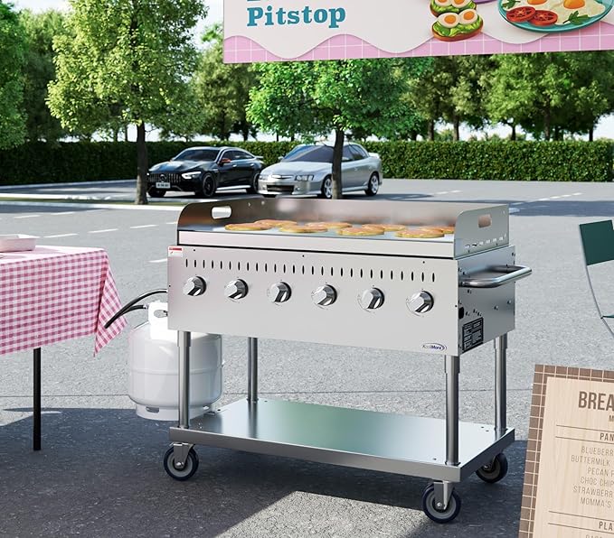 48 in. Commercial Outdoor Propane Gas Grill with Griddle, ETL Listed in Stainless-Steel (CGKIT4-48G)