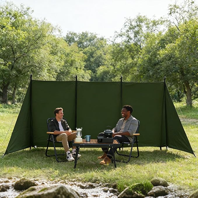 Himalaya Camping Windbreaks Privacy Fence Stove Windshield Shelter Wind Screen Windproof Multifunctional Portable Lightweight for Outdoor Camping (Deep Green)