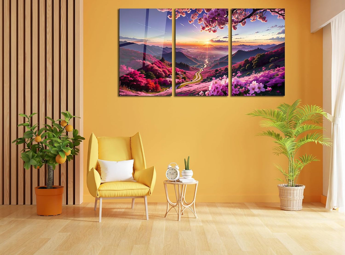 SpiritualHands Scenery Tempered Glass Wall Art Painting for Living Room, Tempered Glass Modern Prints Decor, Large Vivid Color Panel for Bedroom, Kitchen, or Office