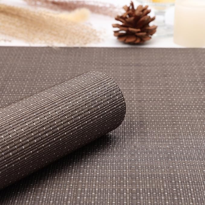 Myir JUN Table Runner, Vinyl Table Runner Indoor 72 Inch Long Arbitrarily Cropped Runner for Table Heatproof for Home Party (Coffee, 15 x 72 inch)