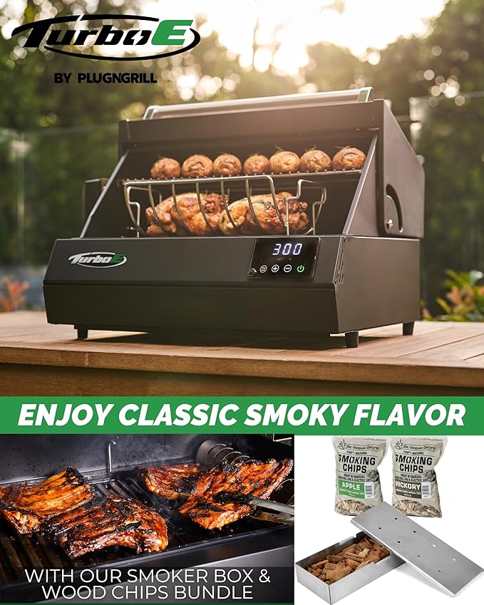 Turbo E XL Electric Grill, 1700W Infrared, Warming Rack and Probe, Apartment Friendly