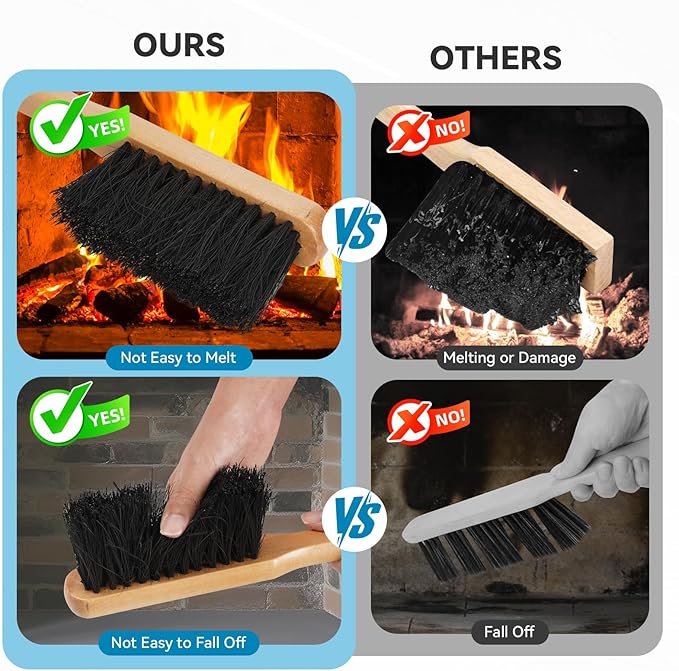 G GOOD GAIN Fireplace Ash Shovel and Brush Set -Rust Resistant Metal Fireplace Shovel for Ash Cleaning, Fireplace Tools Set Indoor & Outdoor for Stoves, Fireplace Broom and Dustpan Set for Fire Pit