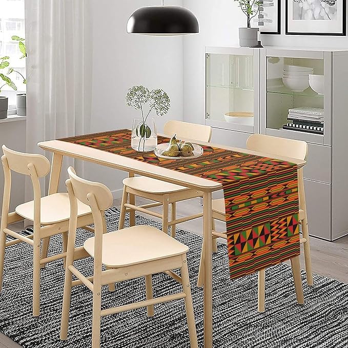 African Table Runner, Kwanzaa Black History Month Kente National Table Runner for Holiday Party Home Kitchen Dining Room 13x90in