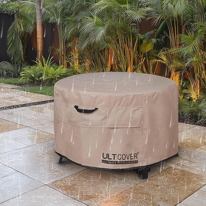 ULTCOVER Patio Fire Pit Table Cover Round 36 inch Outdoor Waterproof Fire Bowl Cover