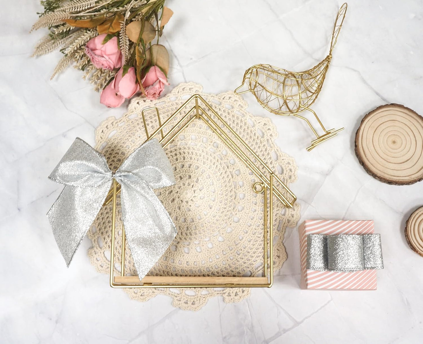 CT CRAFT LLC Glitter Wired Ribbon 2.5" x 20 Yards Silver for Christmas Home Decor Bow Gift Wrapping DIY Crafts Wreath