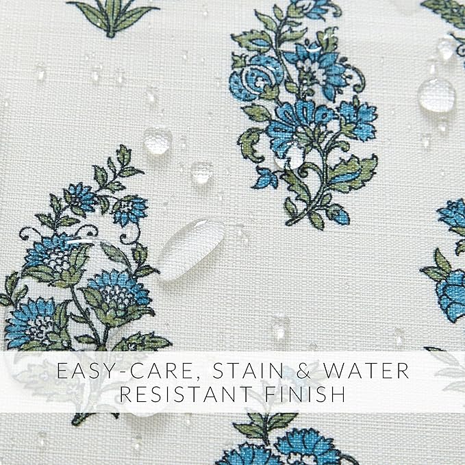 Elrene Home Fashions Tropez Paisley Block Print Coastal Stain & Water Resistant Indoor/Outdoor Table or Console Runner, 13"x70"