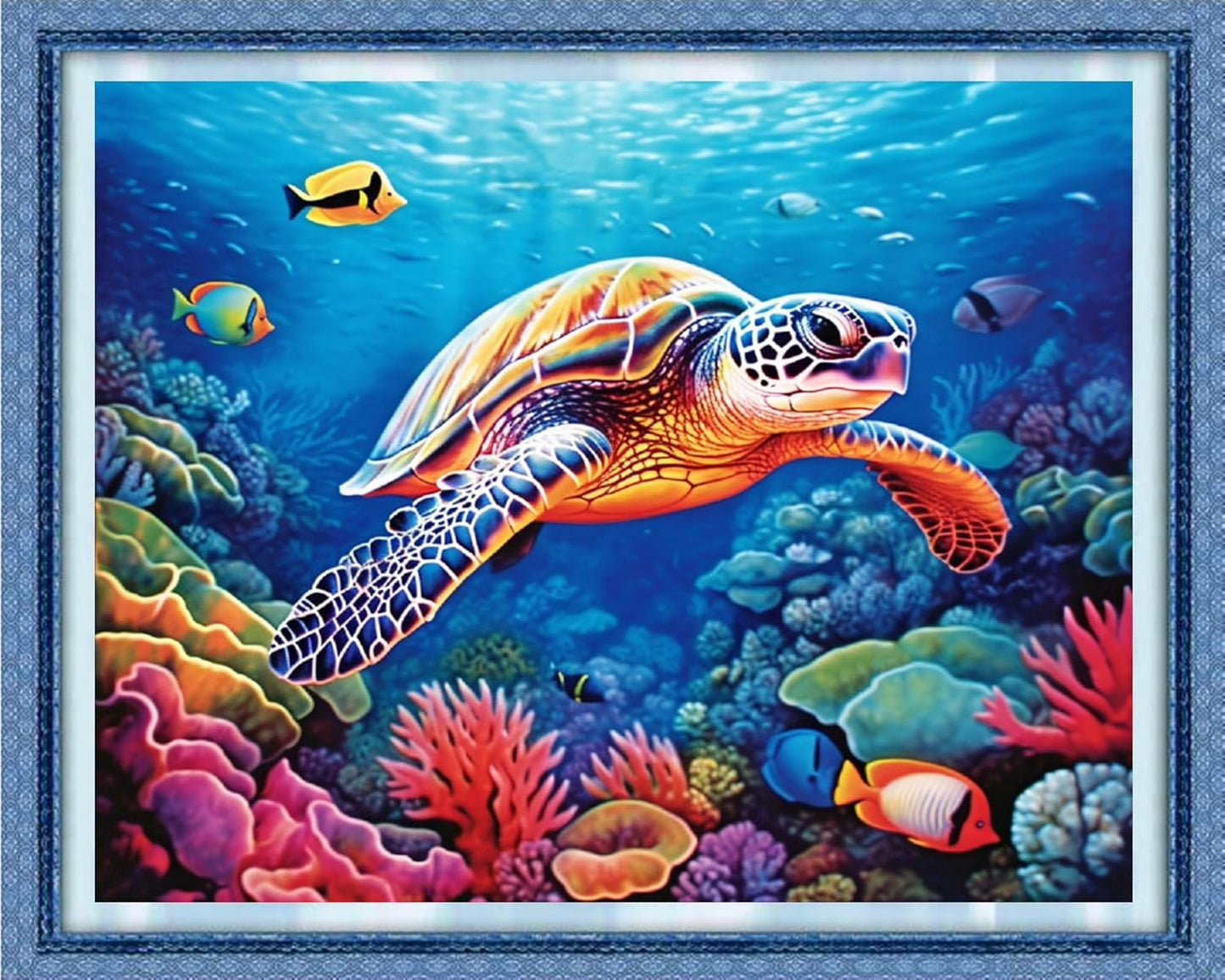 Redxing Stamped Cross Stitch Kits Full Range of Embroidery Starter Kits- Needlepoint Counted Cross Stitch Kits for Beginner Adults 11CT Printed Embroidery Kit-Colorful Turtle 16x20 inch