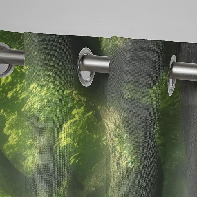 Forest Theme Outdoor Curtains for Patio Waterproof,Dawn Trees Jungle Pattern,Privacy, Grommet Curtains for Patio, Pergola, Porch, Deck, Lanai, and Cabana,Set of 2 Panels,42 x 84 inch,Green