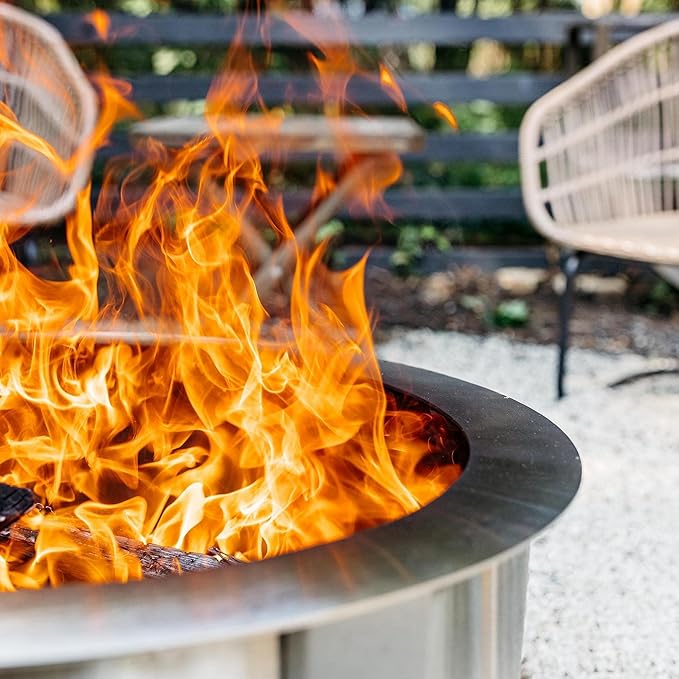 Breeo Smokeless Fire Pit (X Series 19, Stainless Steel) | 22.1 inch Smokeless Firepit for Outside | 47 Pounds | Ideal for Families, Gifts for Dad | Compatible with Wide Range of Breeo Accessories