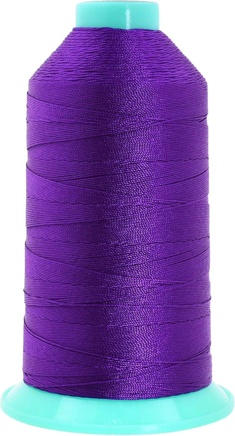 Mandala Crafts Bonded Nylon Thread True Purple Heavy Duty Sewing Threads - 1250 YDs Size 138 420D T135 Tex 135 Thread for Leather Jeans Weaving Outdoor Marine Upholstery Threads