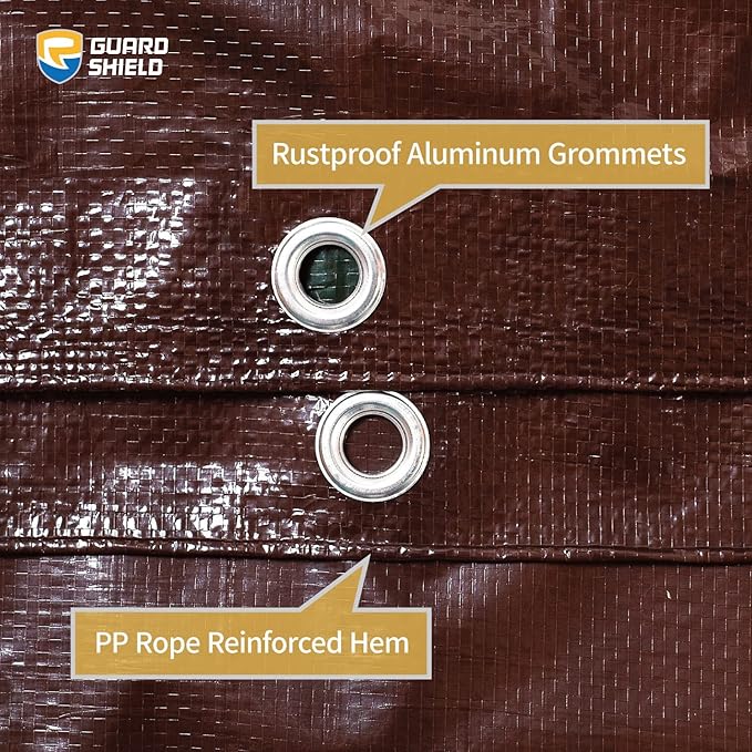 GUARD SHIELD Brown/Green Tarp 20x40 Feet Medium Duty Outdoor Waterproof Multi Purpose Poly Tarps Cover 7mil
