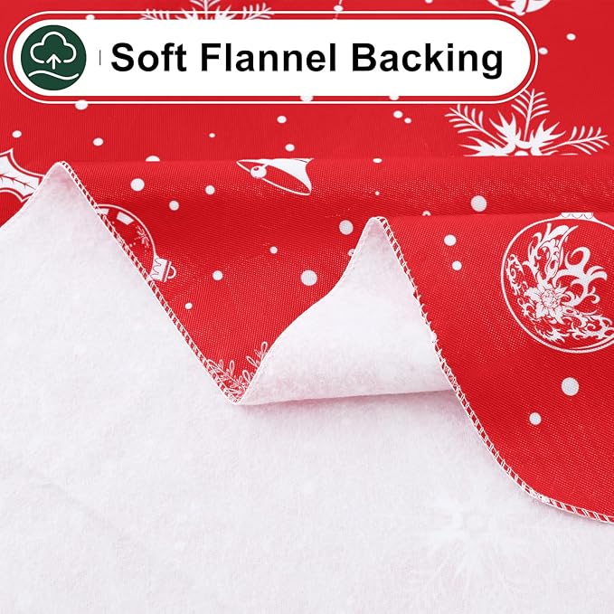 misaya Rectangle Waterproof Vinyl Table Cloth, Wipeable Tablecloth with Flannel Backing, Plastic Table Cover for Dinner, Christmas Party (Bells, 60" x 84")