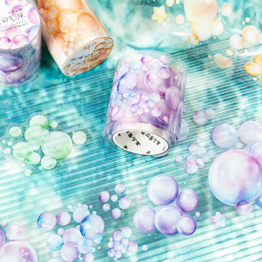 PET Tape Stickers for Journaling,6 Rolls Bubbles Tape for Scrapbooking,Journaling Supplies,Junk Journal,DIY Craft(Bubbles)