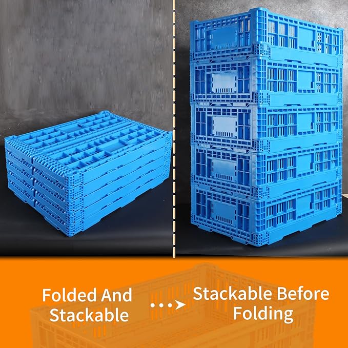 Collapsible Storage Bin Containe，52 Liter Transferheavy duty plastic storage box,blue milk crates heavy duty Transit storage of various items (1)