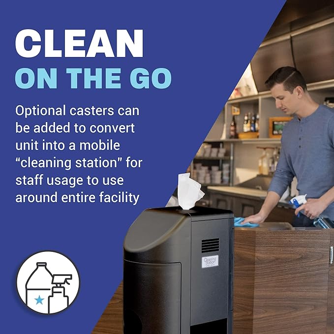 Zogics All-in-One Cleaning Station – Complete Sanitizing Station with Disinfecting Wipes Dispenser, Gel Dispenser, Trash Can and Storage, Black (1 Station)
