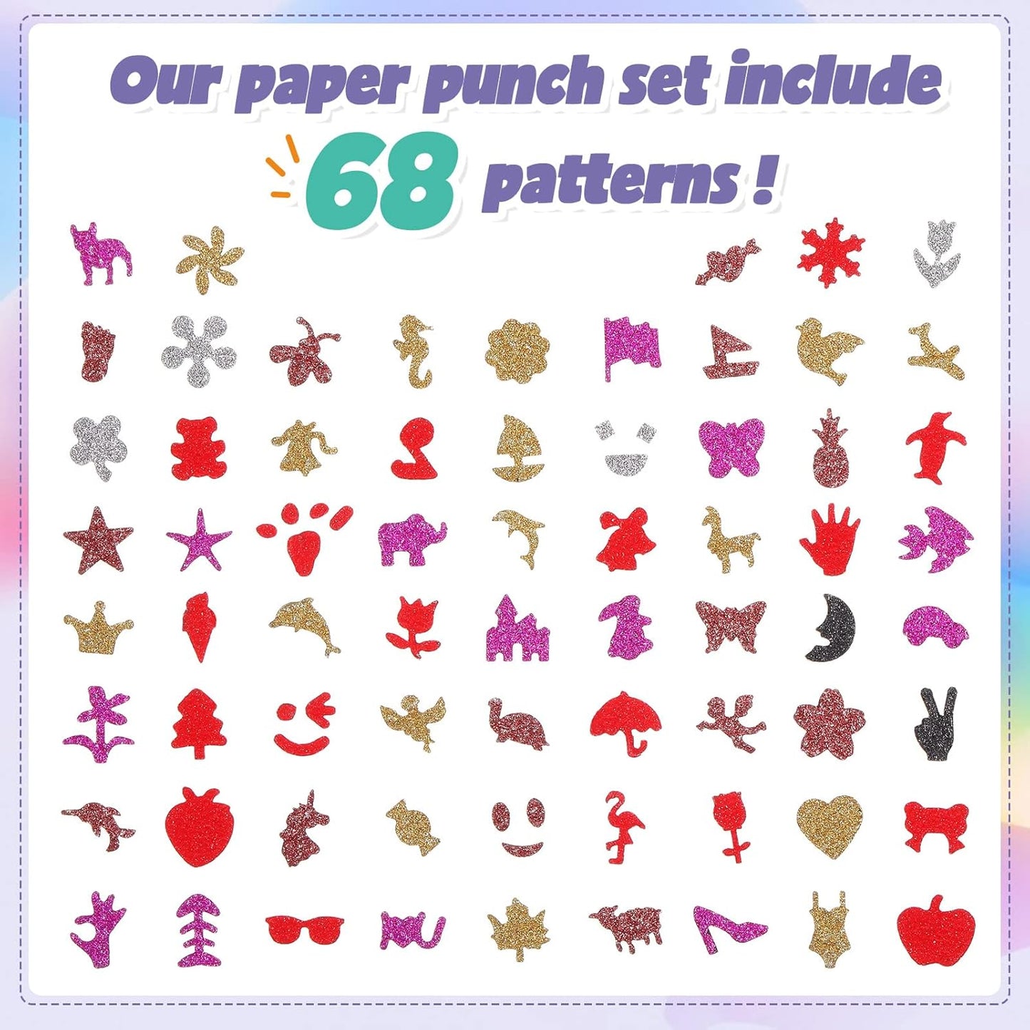 Geyee 68 Pieces Scrapbook Paper Punch Hole Punches Shape Mini Gift Card Punch Small Scrapbooking Shape Cutters for Nail Stamp Supplies DIY Craft Fun Projects, 68 Styles