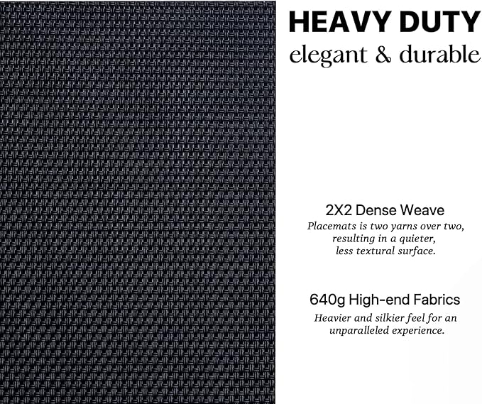 LEXMORE Placemats Set of 6 Vinyl/Plastic Woven Place Mats for Kitchen Table Indoor/Outdoor Washable Placemat Wipeable Dining Table Mats(Black)