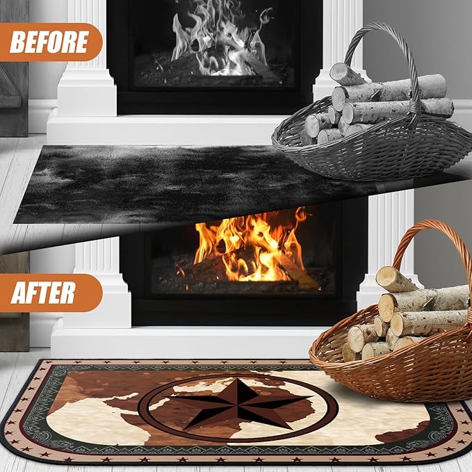 Demissle Cabin Fireplace Hearth Rug Fireplace Mats Cabin Southwestern Fireproof Rug Fire Resistant Mat for Wood Stove Floor for Kitchen Indoor Outdoor(24 x 36 Inch,Classic)