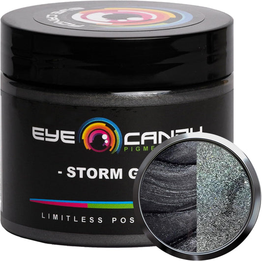 Eye Candy Pigments Premium Grey Mica Powder - Storm Grey (50gr) - for Epoxy, Resin, Soap, Paint, Woodworking, Acrylic Pouring, Bath Bombs, Fishing Lures - DIY Arts and Crafts Additive