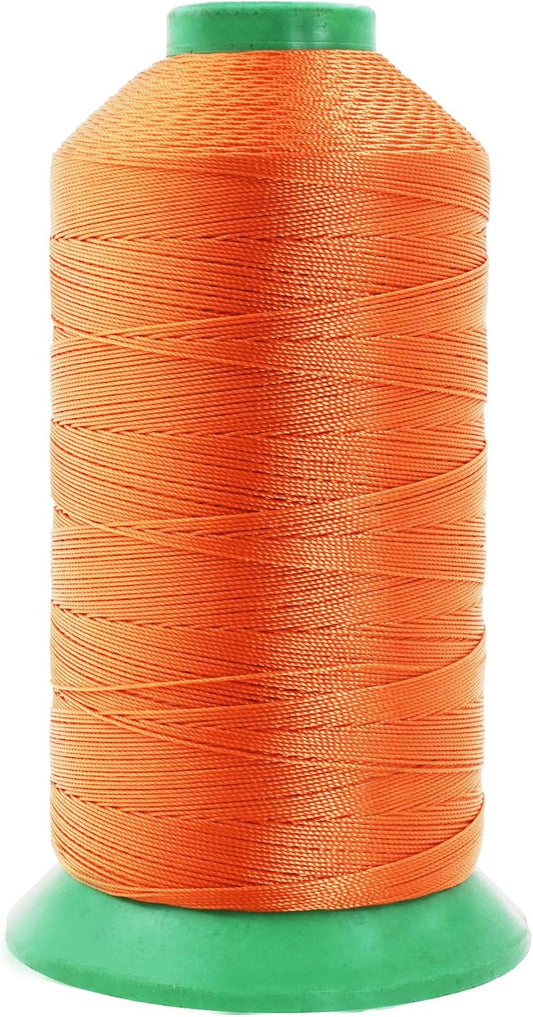 Mandala Crafts Bonded Nylon Thread Orange Heavy Duty Sewing Threads - 1250 YDs Size 138 420D T135 Tex 135 Thread for Leather Jeans Weaving Outdoor Marine Upholstery Threads