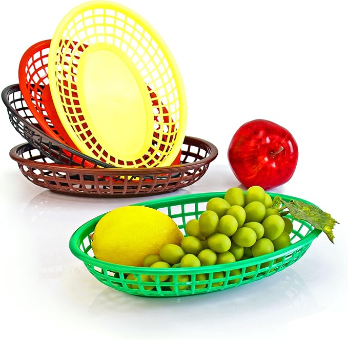New Star Foodservice Fast Food Baskets, 9.25" x 6", Oval (Yellow, Three Dozen)