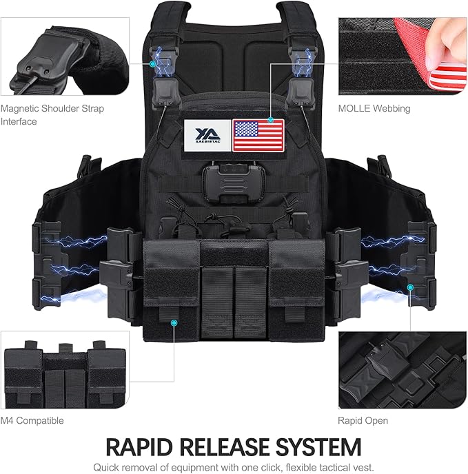 xaegistac Tactical Vest -Adjustable Modular Design for Outdoor, Hunting, and Security