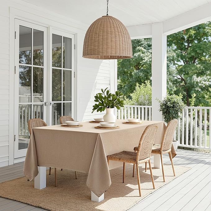 MIULEE Brown Linen Polyester Tablecloth 52x70 Inch Rectangle Table Cloth Waterproof,Stain Resistant & Wrinkle Resistant for Dining Party Wedding