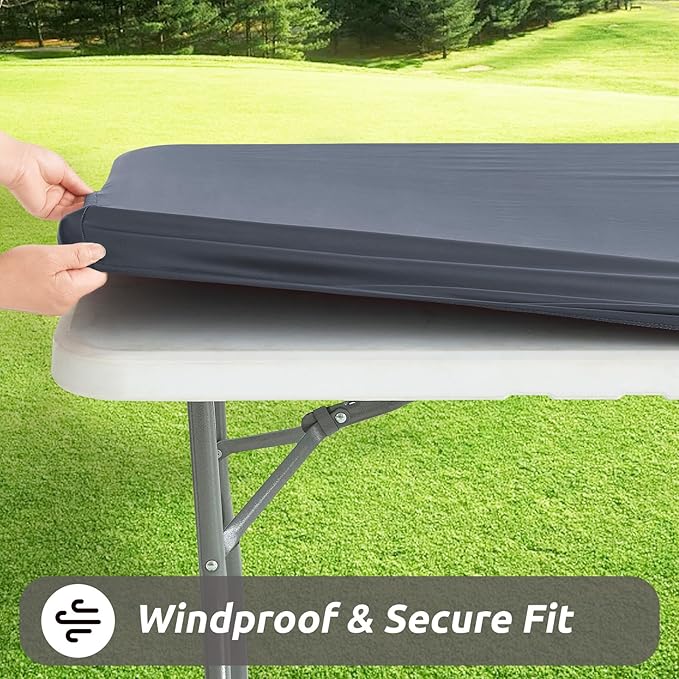 LURKA Rectangle PU Leather Table Cover/Tablecloth with Elastic Fitted Edge – Waterproof, Oil-Proof, Scratch-Resistant, Wipeable Protector for Dining, Kitchen, Outdoor Picnic, Party (Grey, 6FT)