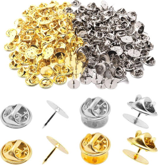 130 Set Pin Backs, Blank Pins Scatter Butterfly Clutch Pin Holder Enamel Pins Locking Backs Tie Tacks Jewelry Backings Clasp for Brooch Lapel Hat Uniform Badges Tie Tack (10mm, Silver&Gold)