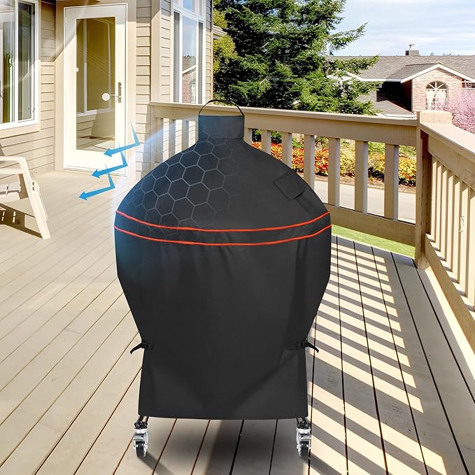 Heavy-Duty 600D Grill Cover fit for Kamado Joe 24-inch Big Joe Series I II III and Other Round 24-inch Charcoal Grill with Similar Sizes, 38" Dia x 55" H