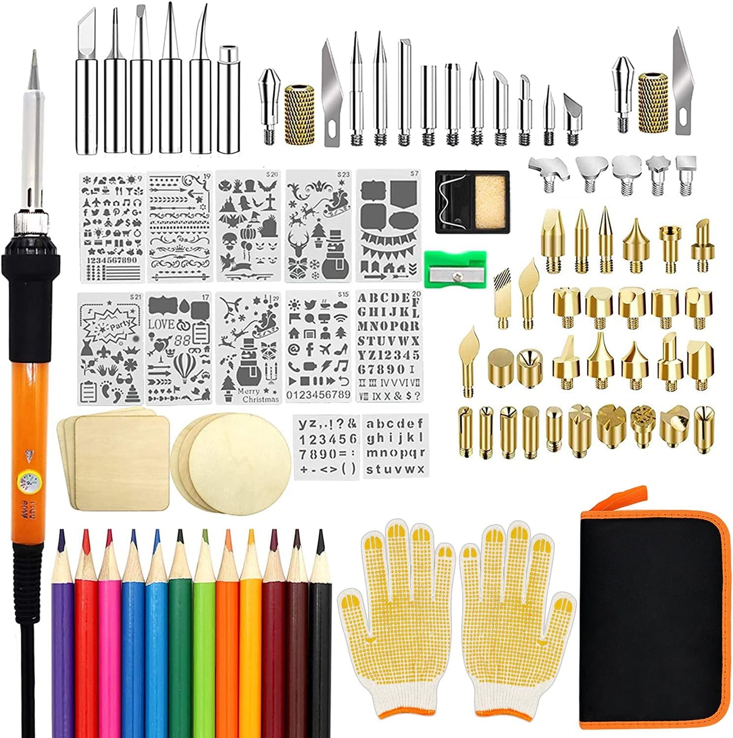 Wood Burning Kit, 110 Pieces Wood Burning Tool with Adjustable Temperature 200-420°C, Professional Wood Burner Pen for Embossing Carving Soldering