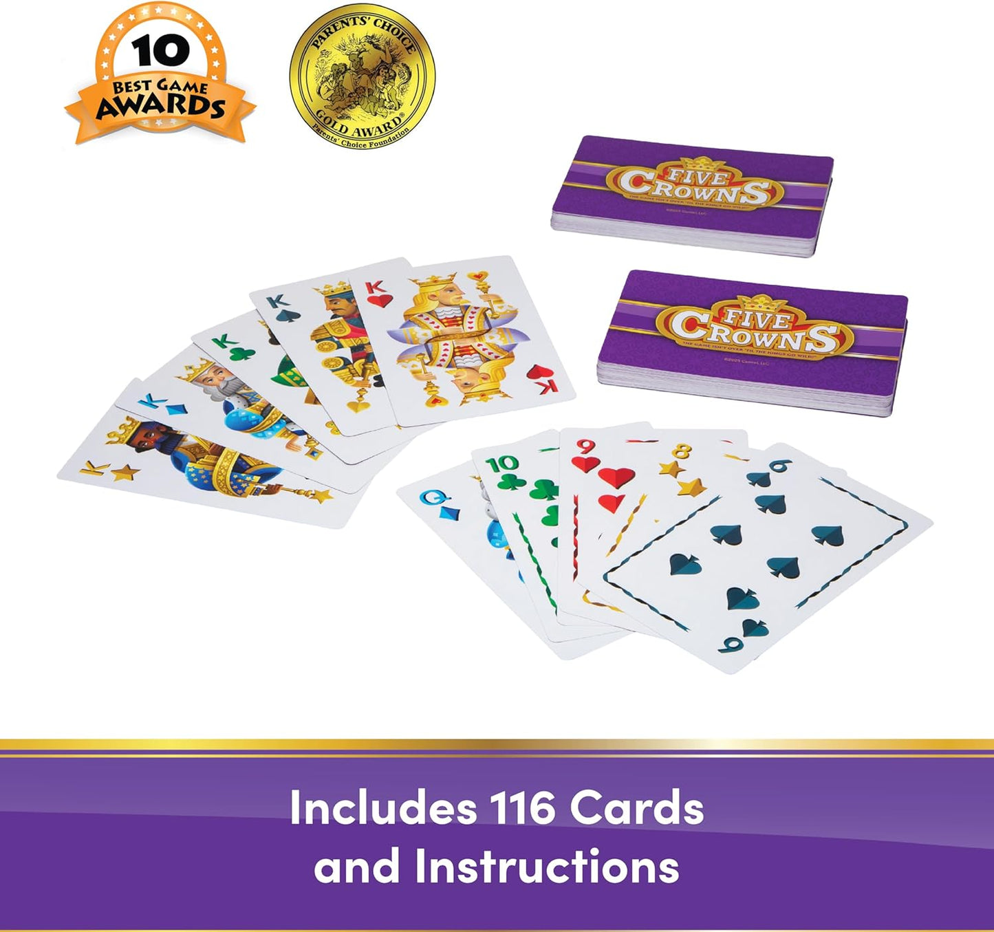 Five Crowns Giant Card Games – Jumbo Playing Cards, Card Game for Kids and Adults, Family Game Night, 5 Suited Rummy Style Card Game, Ages 8+