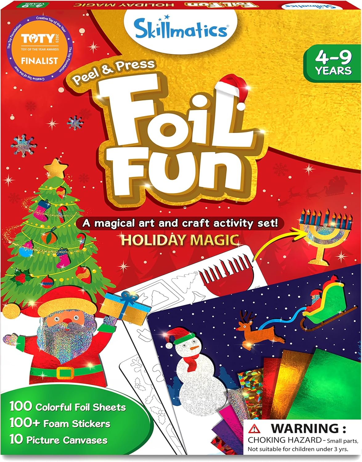 Skillmatics Foil Fun – Mess-Free Holiday Art & Craft Kit for Kids, DIY Creative Activity, Travel Game, Stocking Stuffer & Christmas Gift for Boys & Girls Ages 4, 5, 6, 7, 8, 9