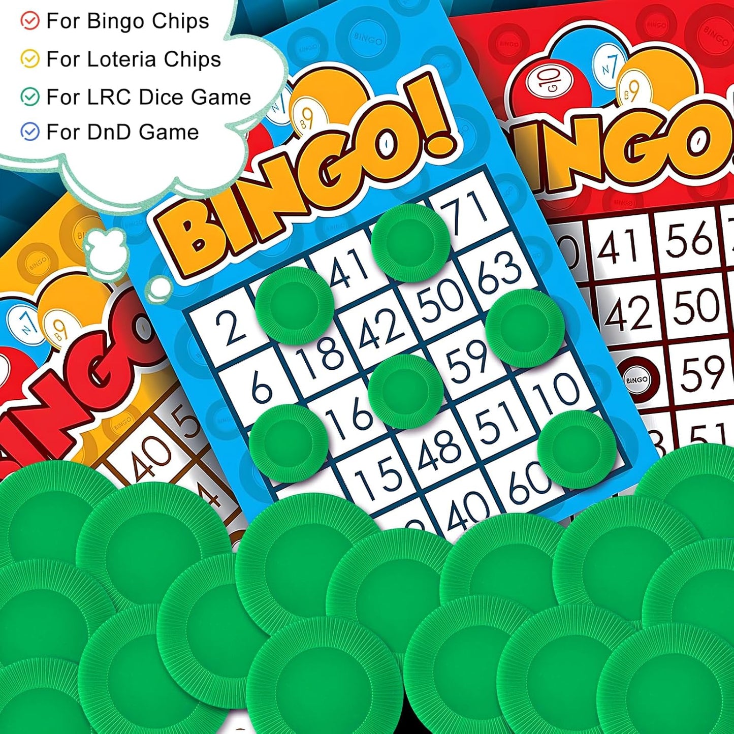 Coopay 500 Pieces Plastic Poker Chips, 1 Inch Bingo Chips Bulk Learning Counters Disks Poker Card Game, Counting Markers for Math Practice, Game Tokens and Teaching Rewards, 25 mm (Green)