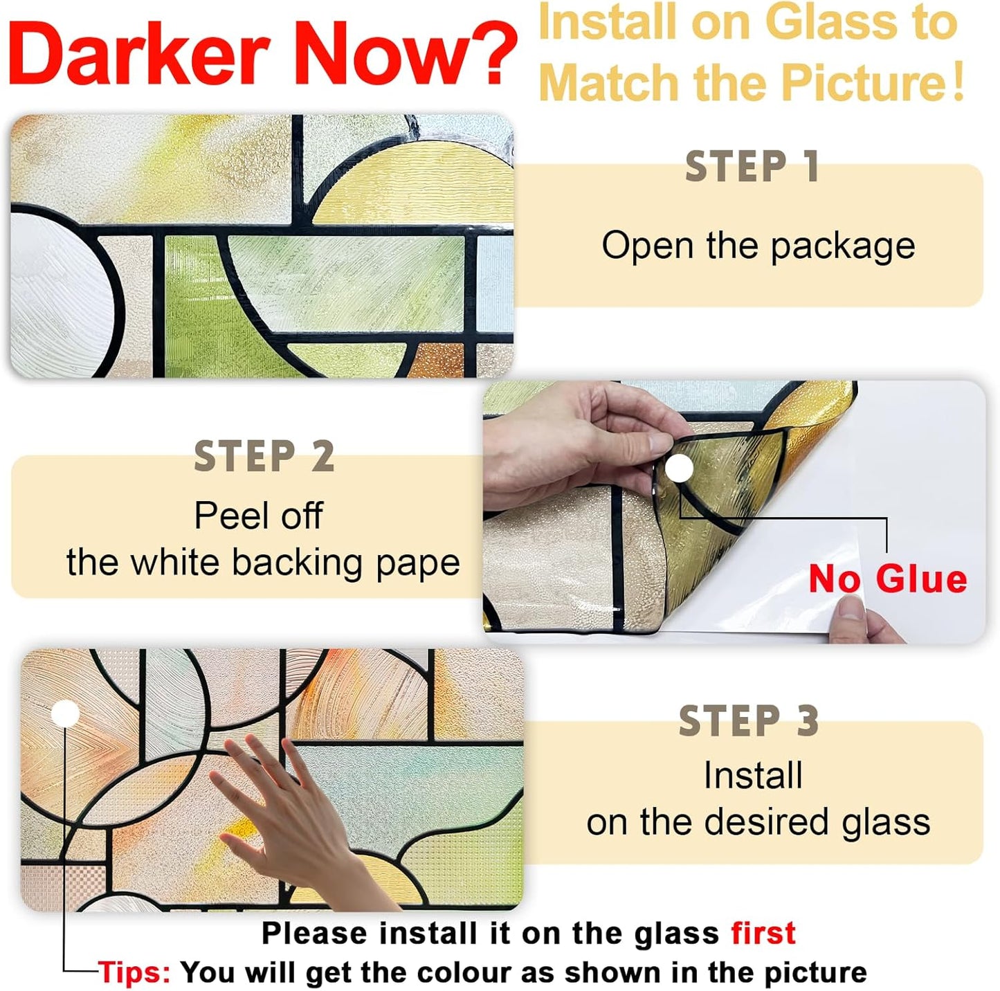 3D Stained Glass Window Privacy Film, Heat Control UV Blocking Static Cling Decorative Window Film for Bathroom,Front Door,Home Non Adhesive,23.6 x 35.4 inches Wilderness