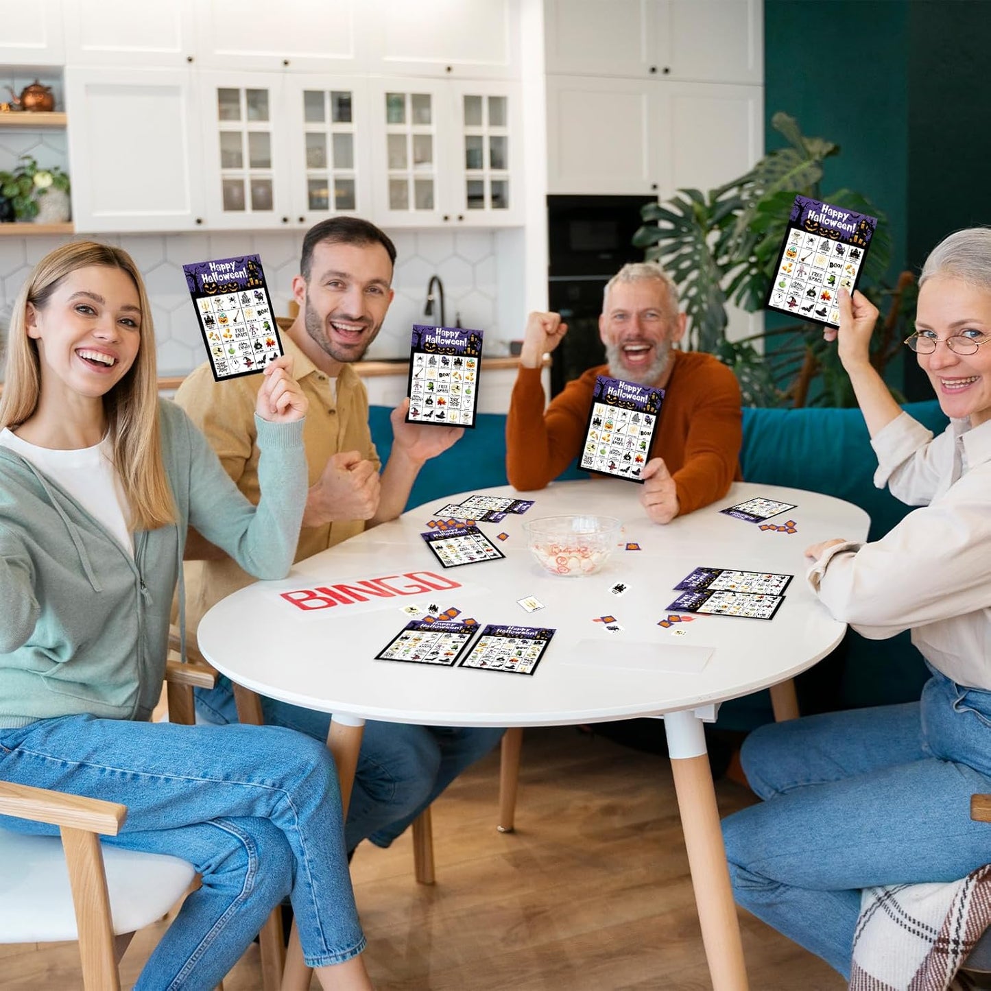 Halloween Bingo Game Cards, 24 Players Halloween Bingo Game for Teens Adults, Holiday Party Favors Supplies
