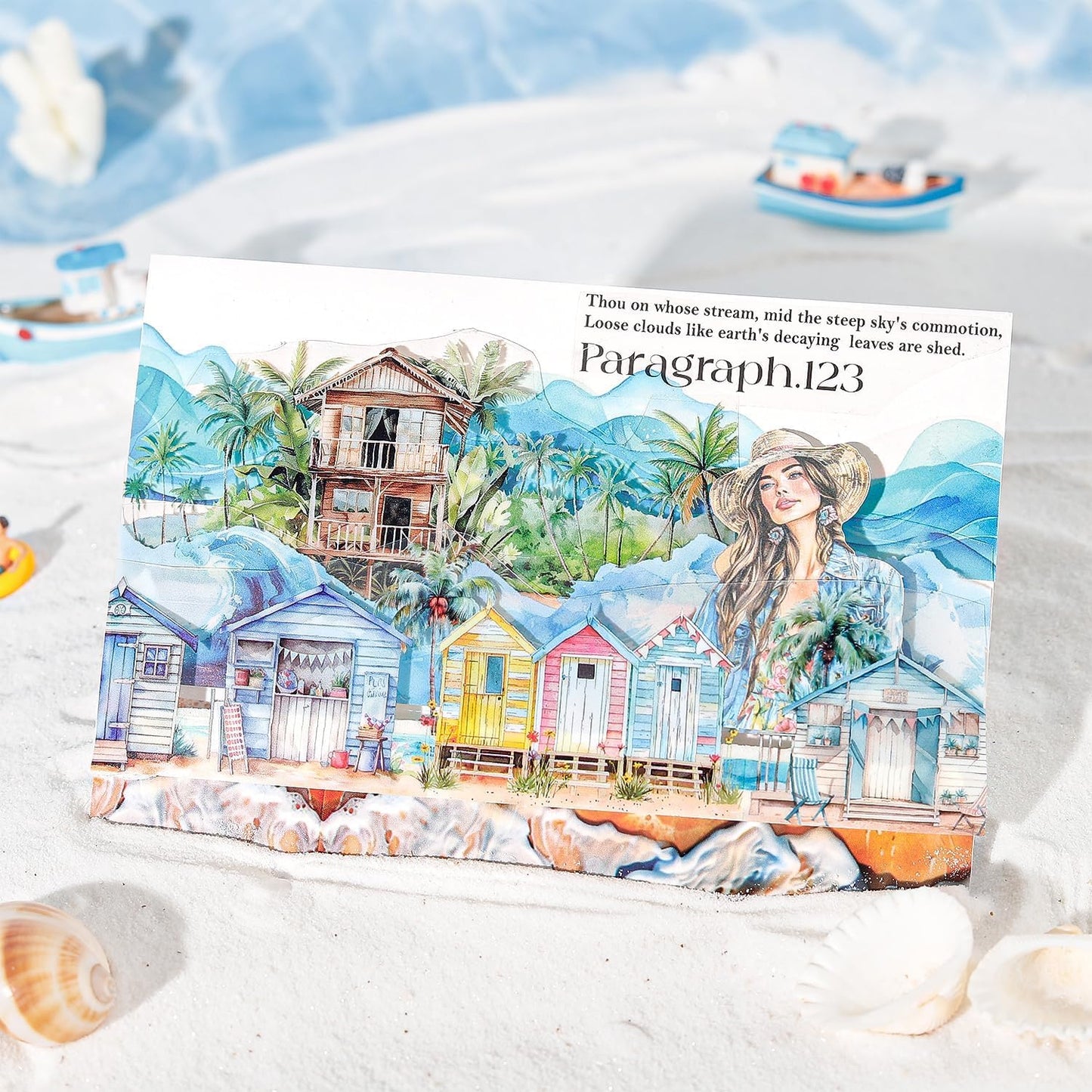 6 Rolls PET Tape Stickers for Journaling,Ocean Washi Tape Stickers for Scrapbook Supplies,Junk Journal,DIY Craft,Painting(Coast)