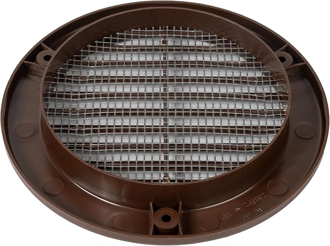 Repa Market 4 Inch (Opening) Brown Round Air Vent Cover - Pack of 10 Plastic Fresh Air Intake Vent - Grill Cover with Nylon Mesh Screen - Wall or Ceiling HVAC Return Air Register - Modern Soffit Vents