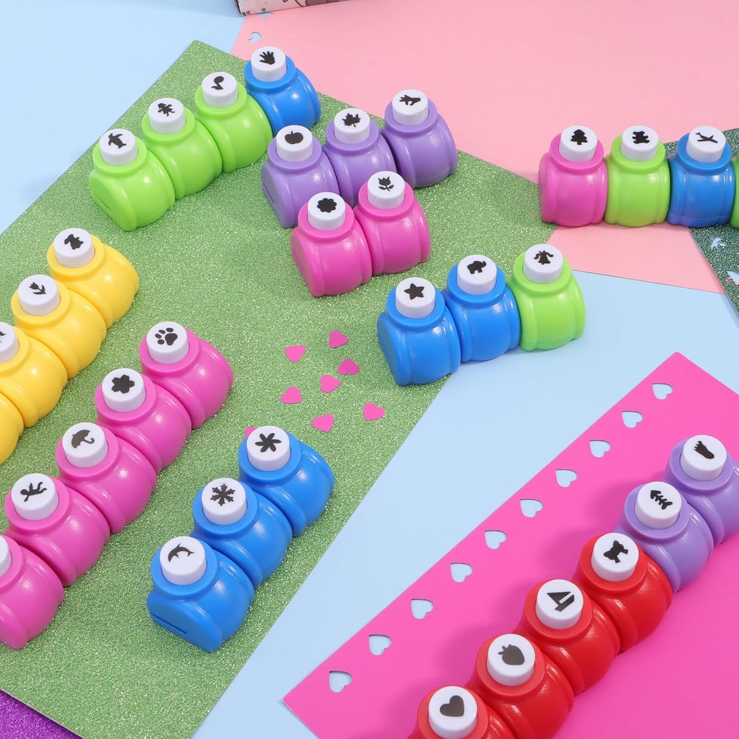 Craft Punches 36 Pack, Hole Punch Shapes 36 Patterns, Craft Hole Punch Shapes, Shape Paper Punch Set for DIY Crafting Scrapbooking Nail Art Craft Punchers Supplies