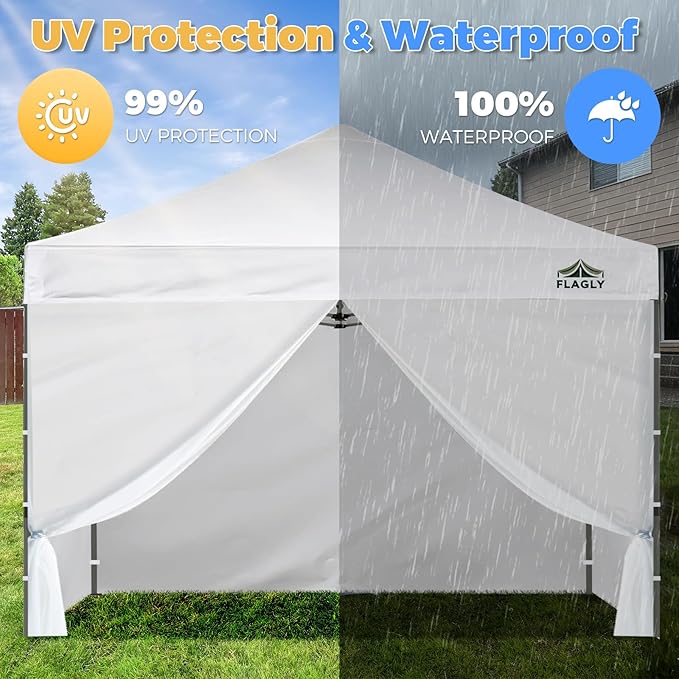 10x10 Pop Up Canopy Sidewall - 1 PC 300D Waterproof Attachable Tent Wall, Privacy Shade for Outdoor Events, Vendor Booths (Tent Not Included, with Door)