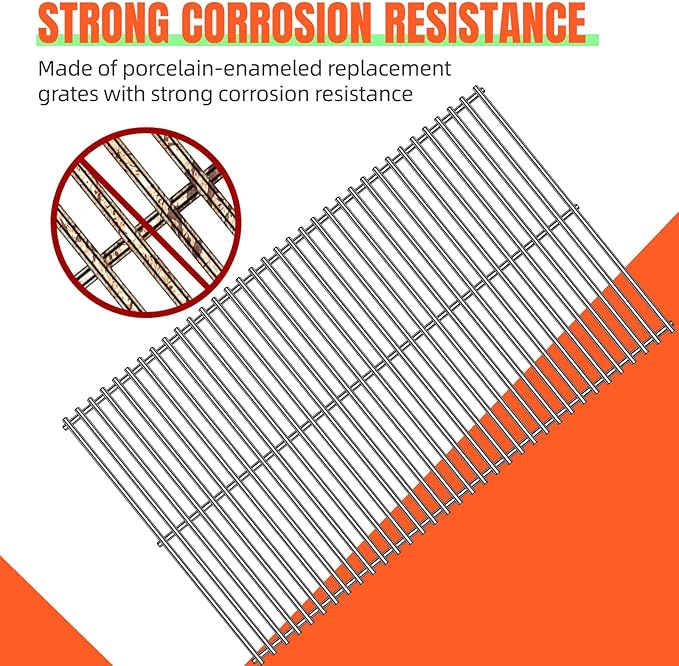 1 Pack 40901 Grill Steel Wire Cooking Grid Rock Grates Replacement Parts for BBQ Grillware Models,for El Patio Models,14 inch x 24 3/8 inch