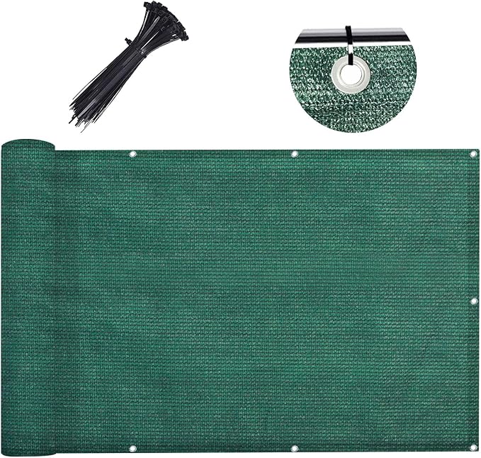 LOVE STORY 3'x10' Dark Green Balcony Screen Privacy Fence Cover UV Protection (HDPE) Weather-Resistant 3 FT Height Shield for Deck, Patio, Backyard, Outdoor Pool, Porch, Railing