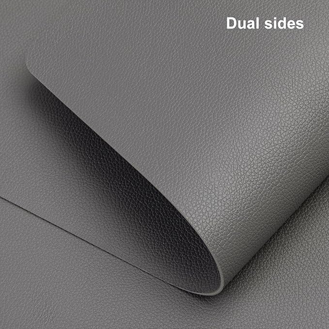 Myir JUN Table Runner Double Sided Vinyl Runner Table 94 Inch Long Runner for Table Washable Waterproof Non-Slip for Home Decorations Gray,12 x 94 inch
