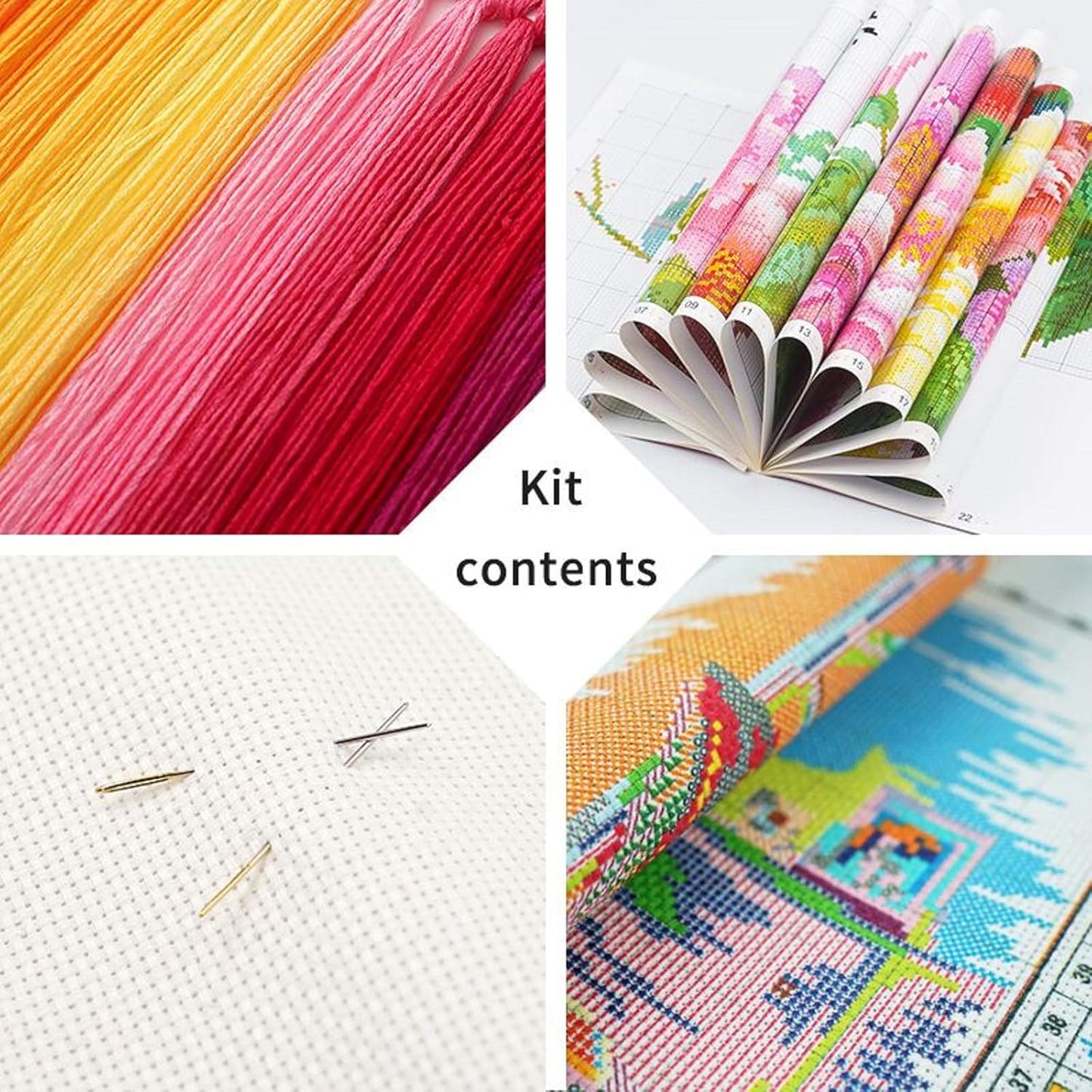 Dimensean Stamped Cross Stitch Kits Full Range of Embroidery Patterns Starter Kits for Beginners Adult or Kids DIY Cross Stitches Needlepoint Kits 11CT-Eagle Flower 17.7x17.7 inch