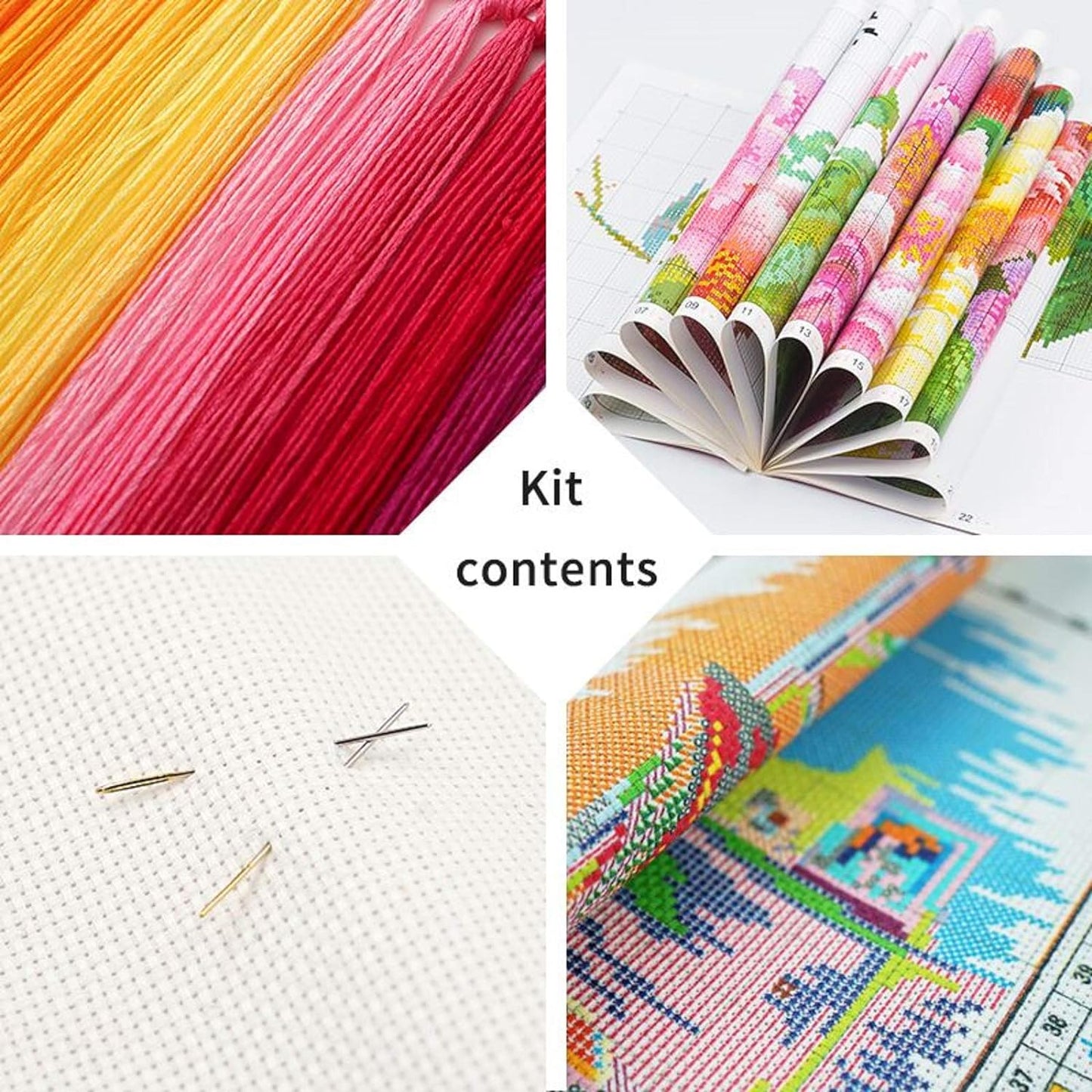 Dimensean Stamped Cross Stitch Kits Full Range of Embroidery Patterns Starter Kits for Beginners Adult or Kids DIY Cross Stitches Needlepoint Kits 11CT-Hummingbirds Gather Honey 17.7x17.7 inch