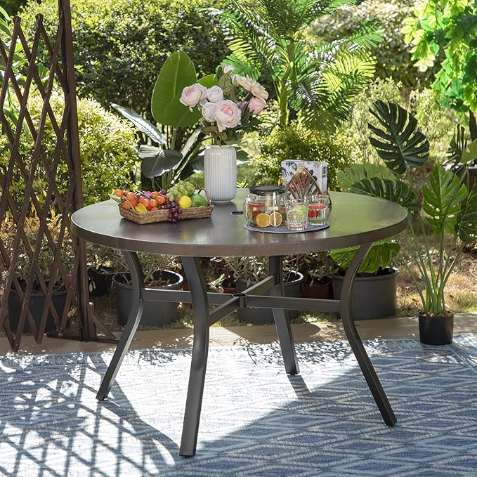 Sophia & William Outdoor Dining Set Patio Dining Set for 4 Round Patio Table and Chairs Set 5 Pieces with Swivel Patio Chairs 42" Metal Table for Garden Pool All Weather Brown