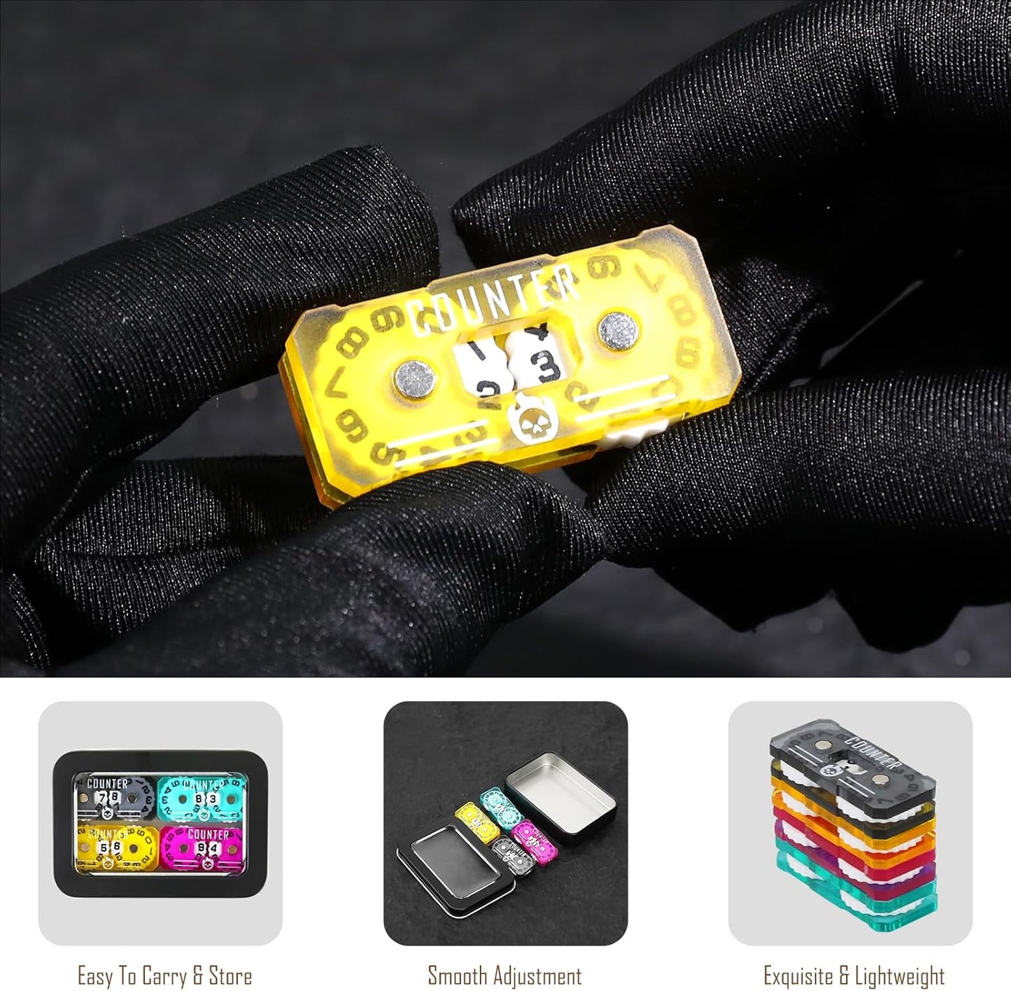 4Pcs MTG Life Counter Twin Digits with Metal Box, Tracker Life Counter for Board Games, Compatible with Magic The gatering Accessories RPG D&D CCG TCG Tabletop Board Games