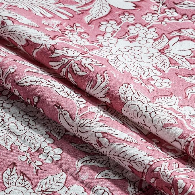 CPC Cotton Table Runner 16x90 Inch Block Printed Long Fall Table Runner for Dining Table, Card Table, Coffee Table, Wedding, Farmhouse & Outdoor Barbeque-Coral Pink