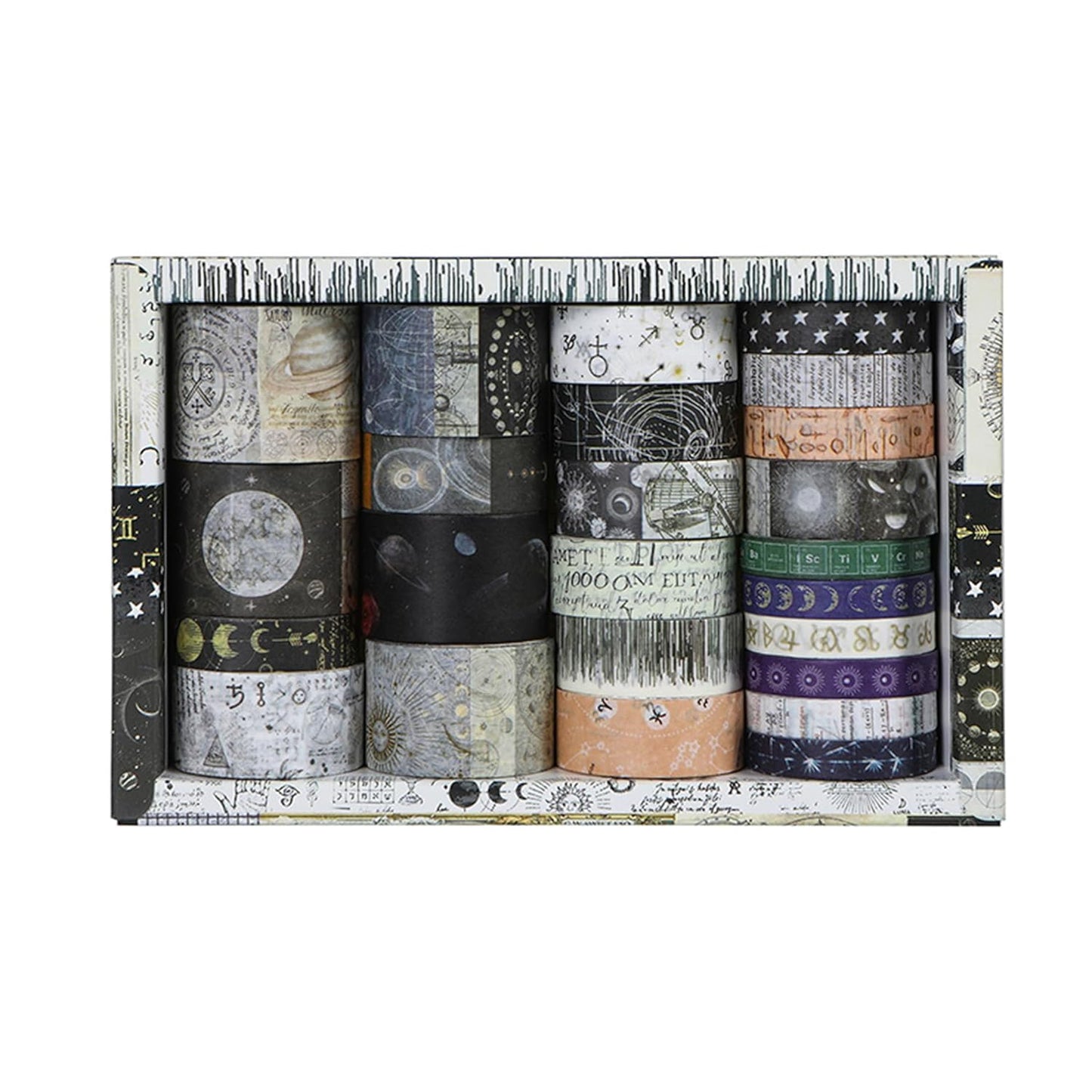 Vintage Washi Tape Set - 24 Rolls Arts Adhesive Tapes Assorted Retro Decorative Masking Tape Sets for Craft, Kids, Scrapbook, DIY, Gift Wrapping (11-Celestial Dreams)