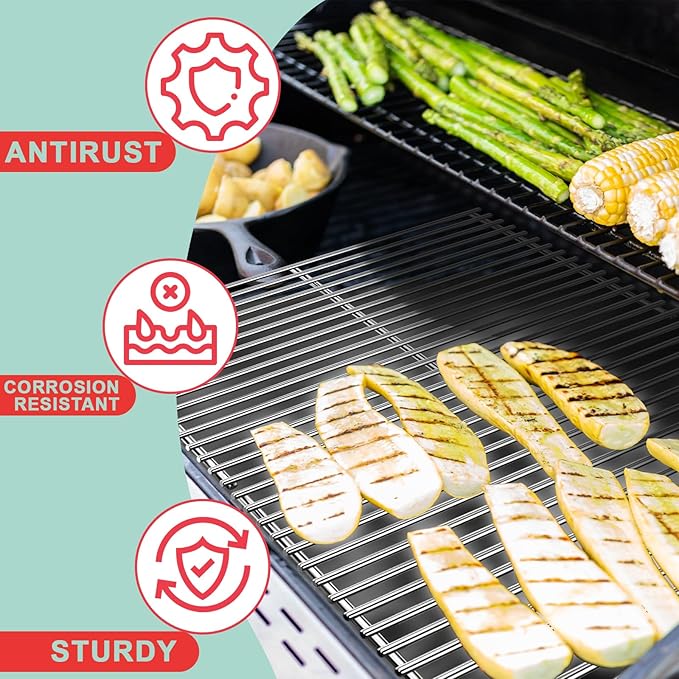 SUS 304 Grill Grates & 15.3" Flavorizer Bars for Weber Spirit I / II 300 Series, for Weber Spirit S-310,E-310,S-320,E-320,SP-330,SP-320,S-330,SP-310 Grills with Front Control Knobs,for Weber 7638 7636